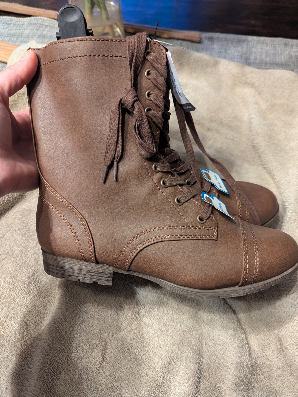 Brown Lace-Up Combat Boots